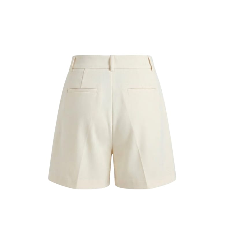 Elara Voss Off White Pleated Tailored Shorts