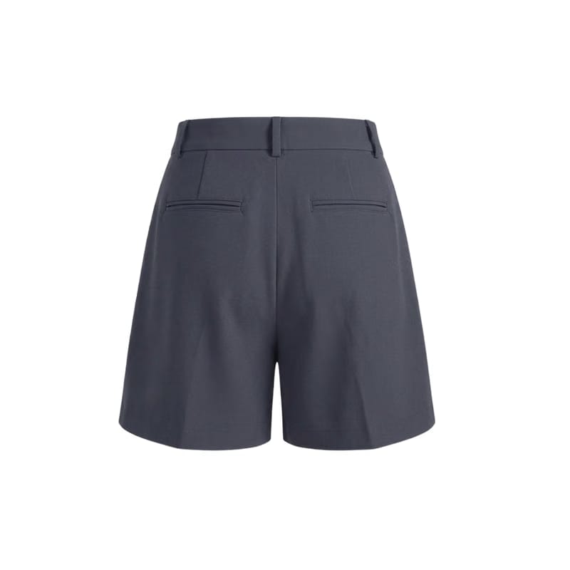 Elara Voss Slate Pleated Tailored Shorts