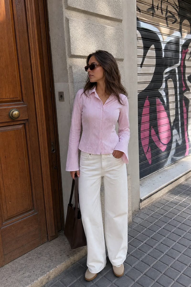 Elara Voss Tailored Blush Stripe