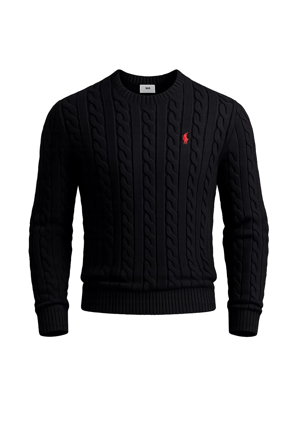 Polo Ralph Lauren logo-embroidered cable-knit black jumper