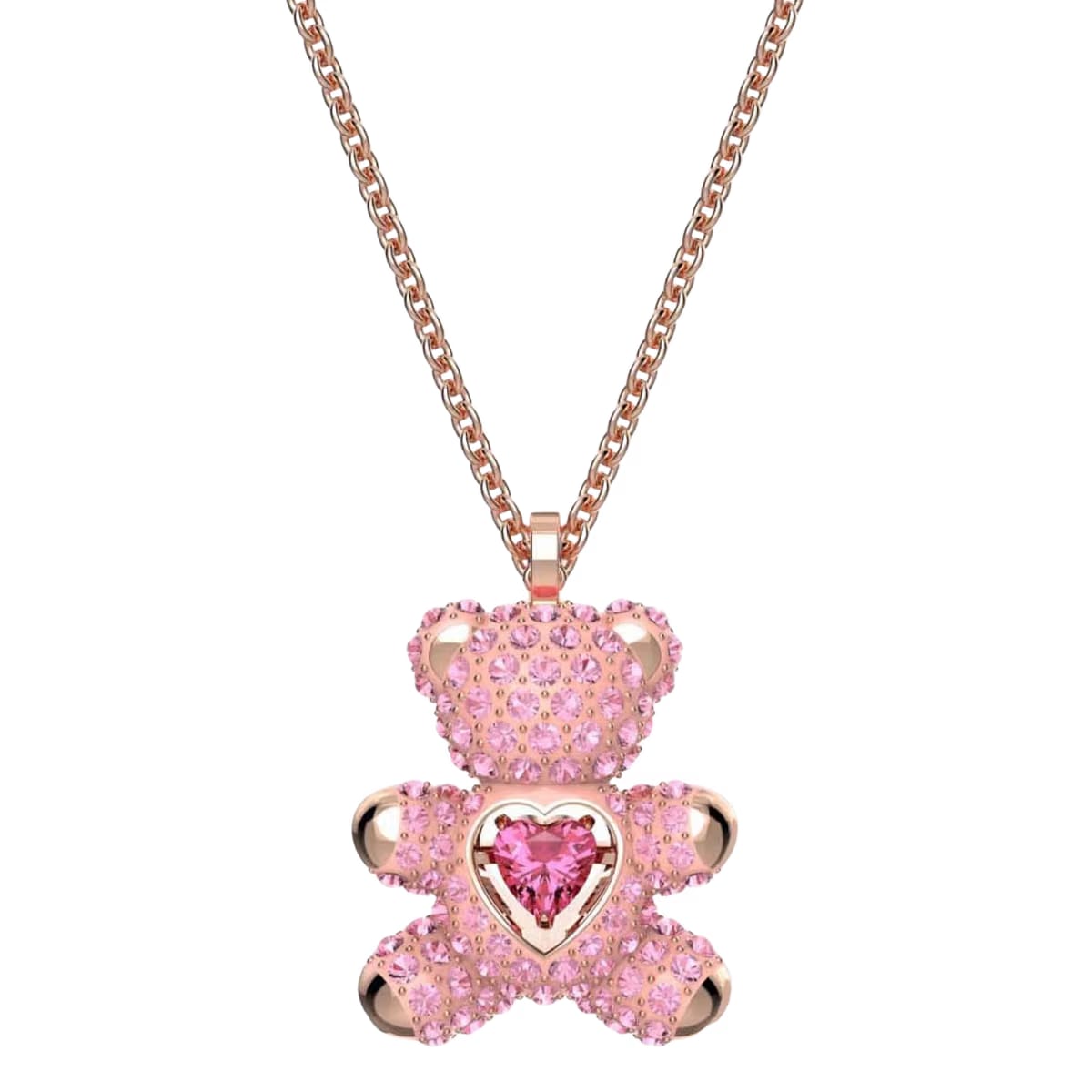 SWAROVSKI Pink Rose Gold-Tone Plated Teddy Pendant