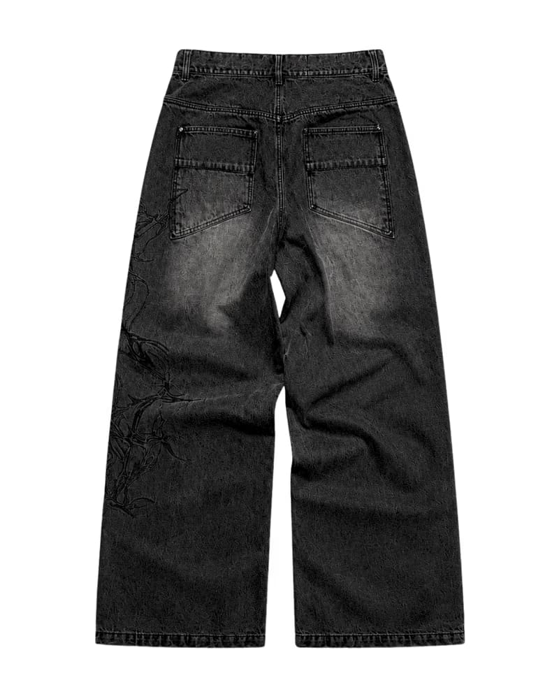 RAVEN EMBROIDERED WASHED DENIMS