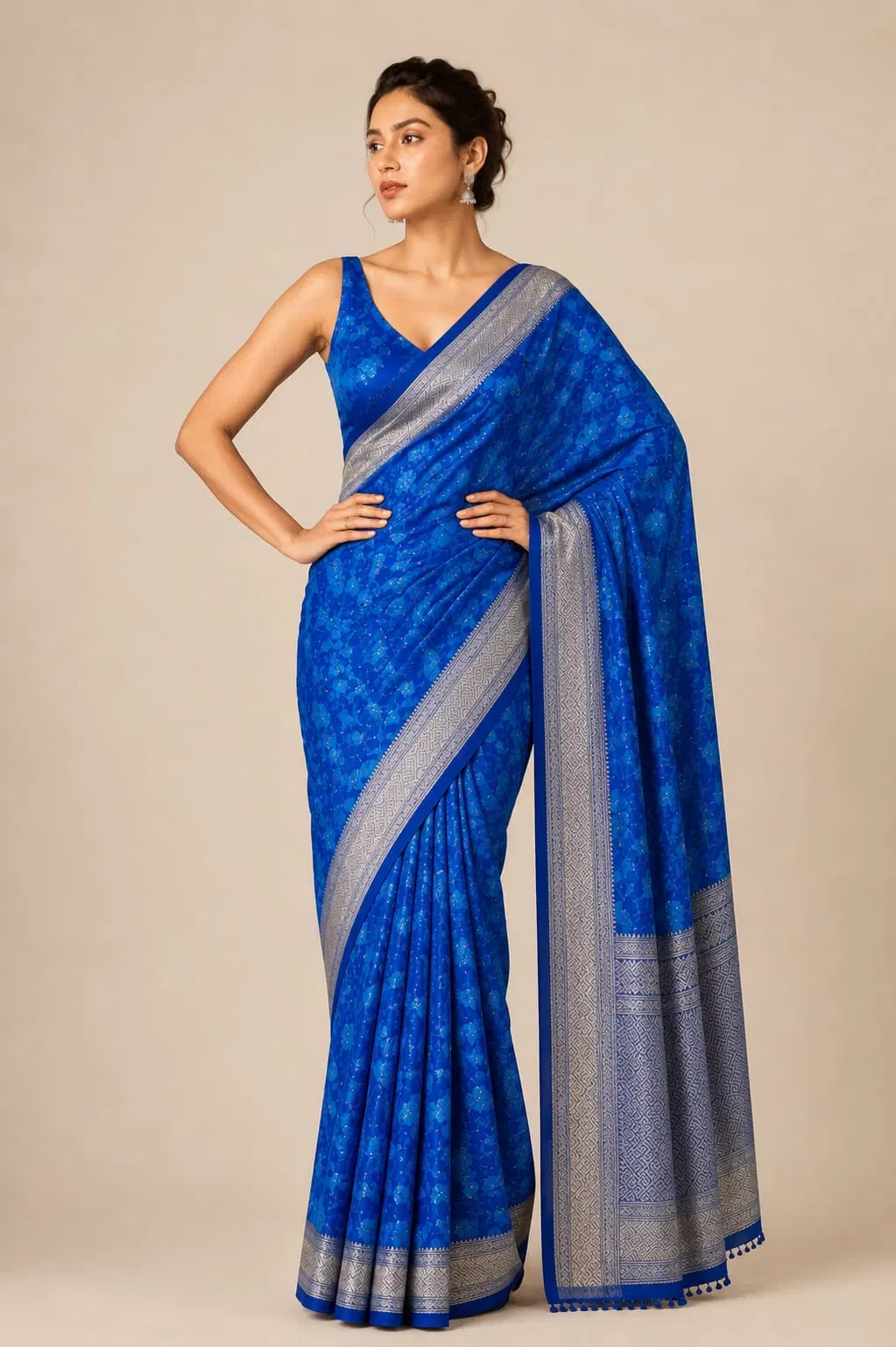 Ivory Noor Organza Saree With Hand Embroidered Gold Motifs