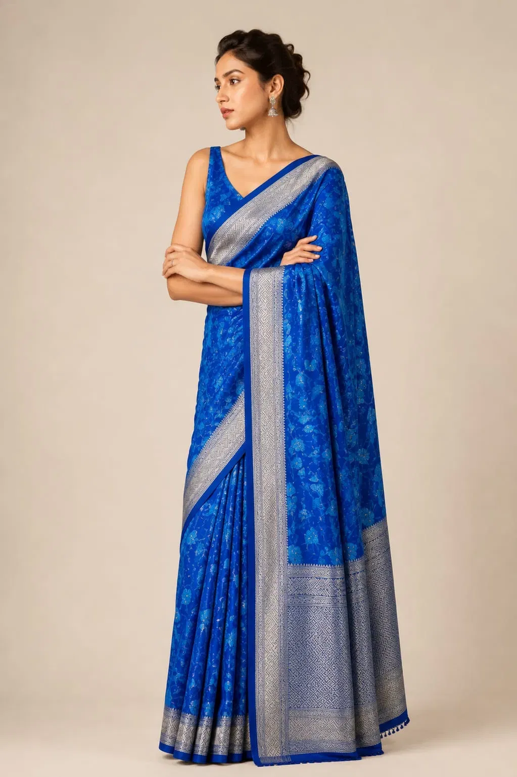 Ivory Noor Organza Saree With Hand Embroidered Gold Motifs