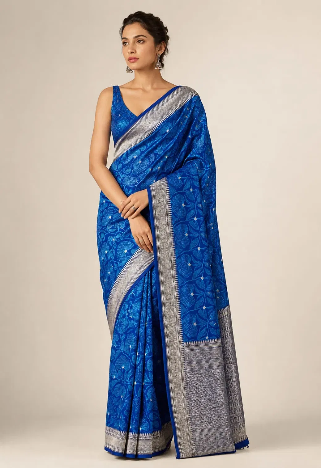 Ivory Noor Organza Saree With Hand Embroidered Gold Motifs
