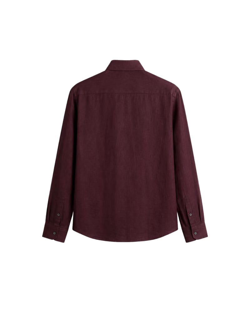 HASHWAY ARCHIVES LINEN EMBROIDERED SHIRT - DARK BURGANDY