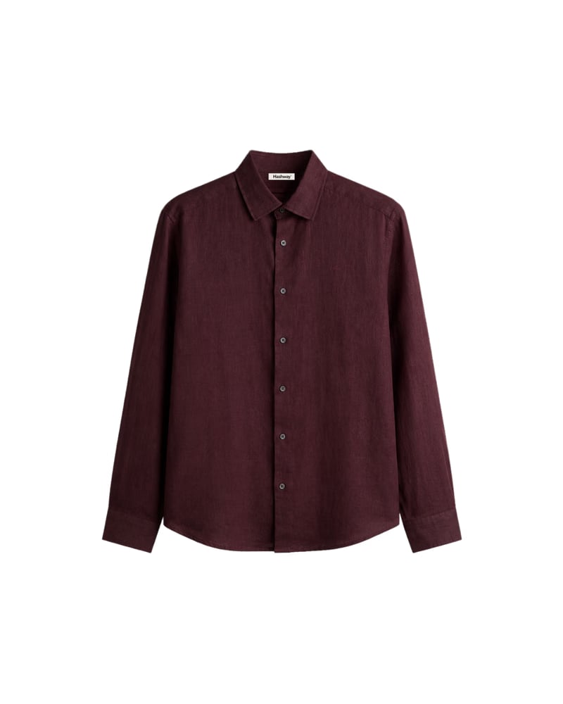 HASHWAY LINEN BLEND SHIRT - DARK BURGANDY