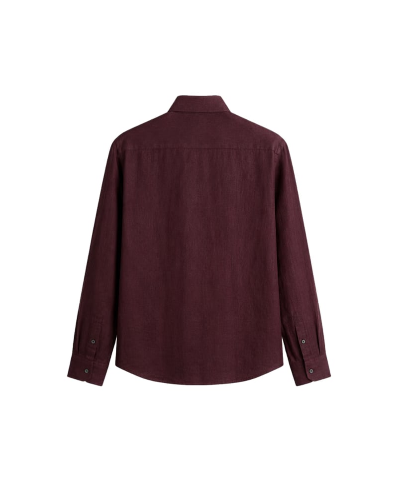 HASHWAY LINEN BLEND SHIRT - DARK BURGANDY