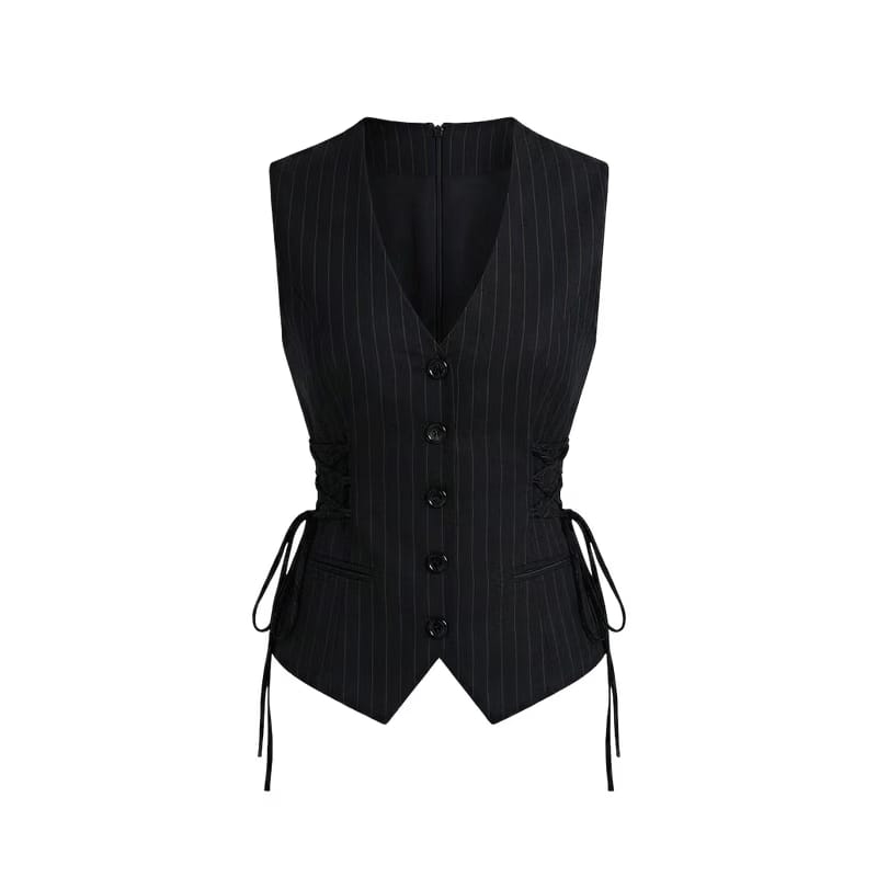 Elara Voss Cinched Black Waistcoat