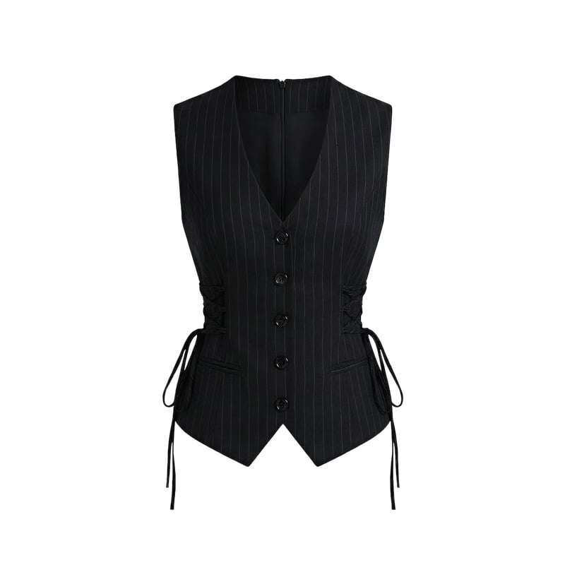 Elara Voss Cinched Black Waistcoat