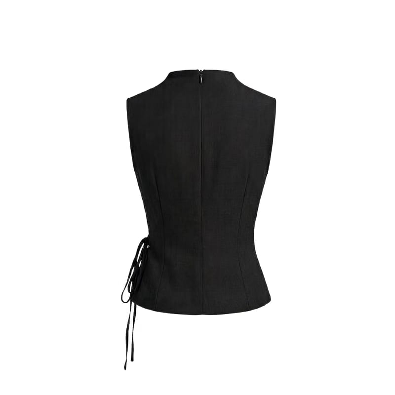 Elara Voss Obsidian Drape Black Top