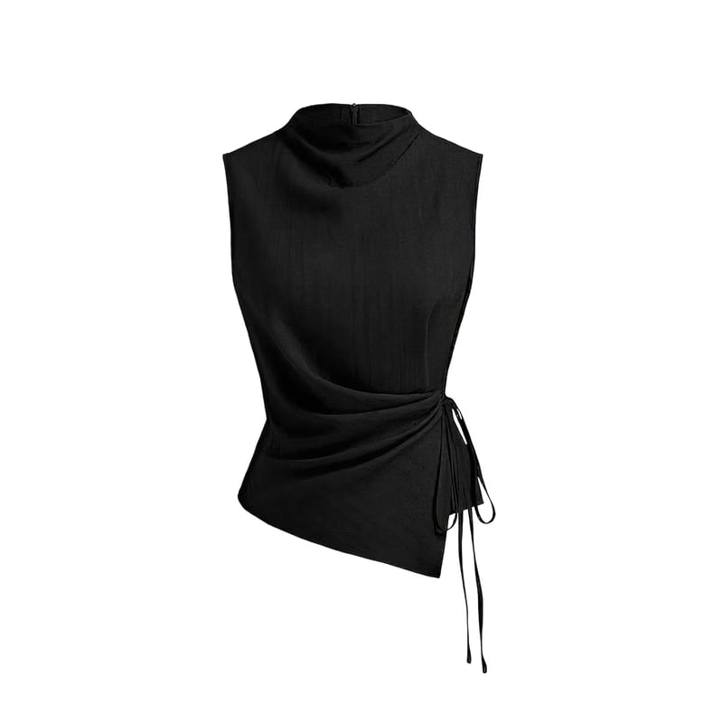 Elara Voss Obsidian Drape Black Top