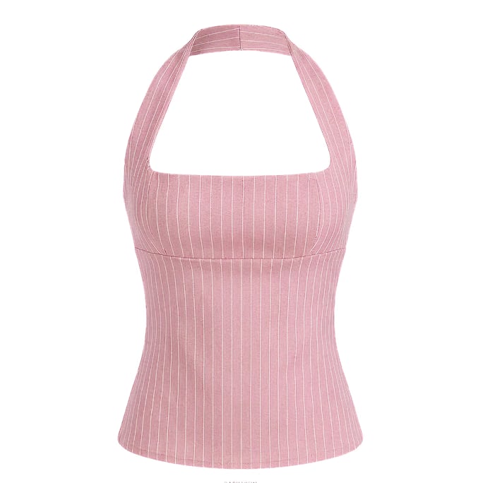 Elara Voss Structured Pinstripe Blush Top