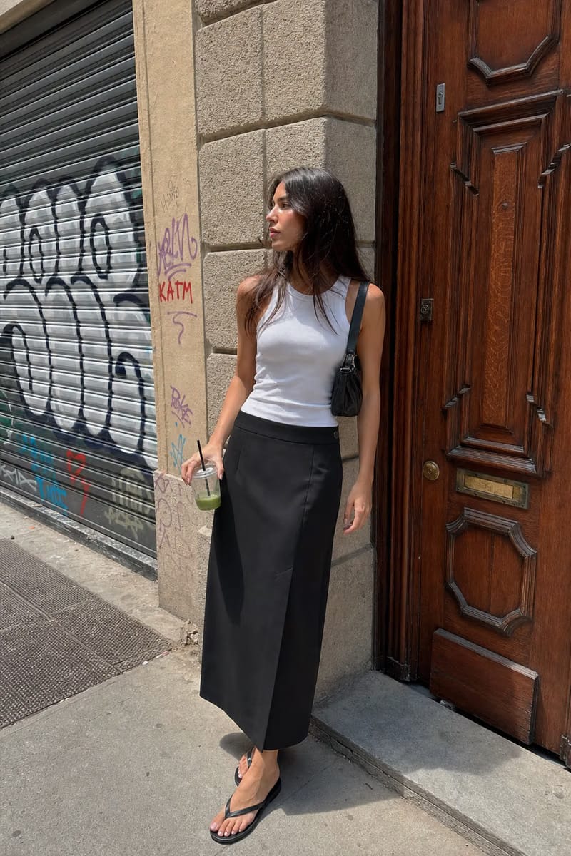 Elara Voss Tailored Column Black Skirt