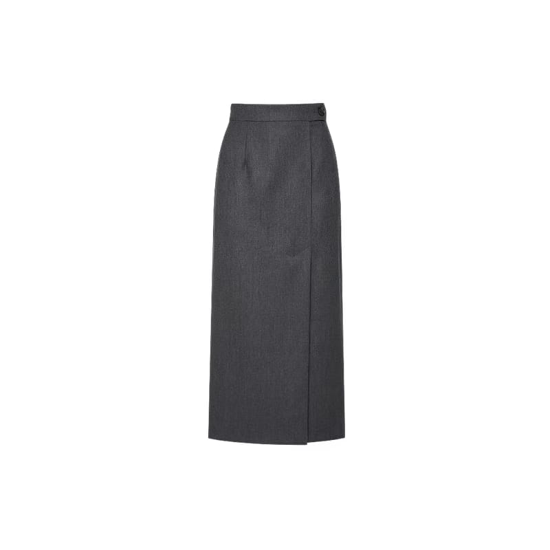 Elara Voss Tailored Column Gray Skirt