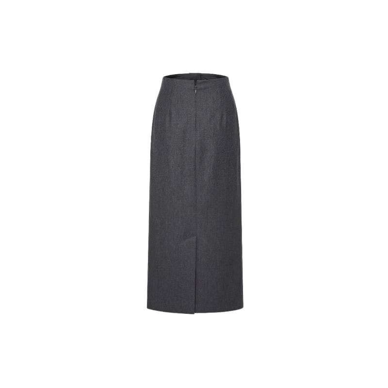 Elara Voss Tailored Column Gray Skirt