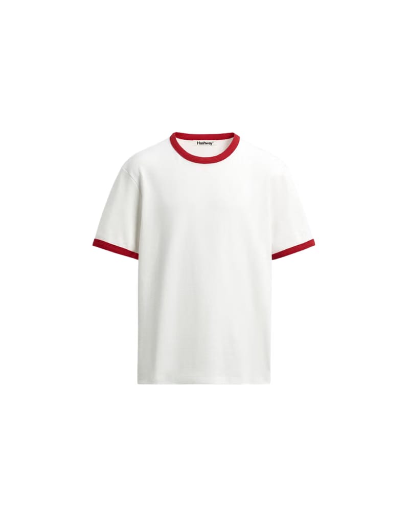 HASHWAY BASIC RINGER TEE - WHITE/RED