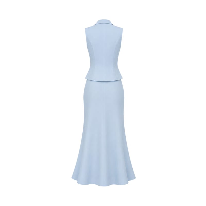 Valeria Collared Flared Co Ord Set - Glacier