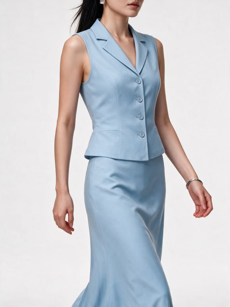 Valeria Collared Flared Co Ord Set - Glacier