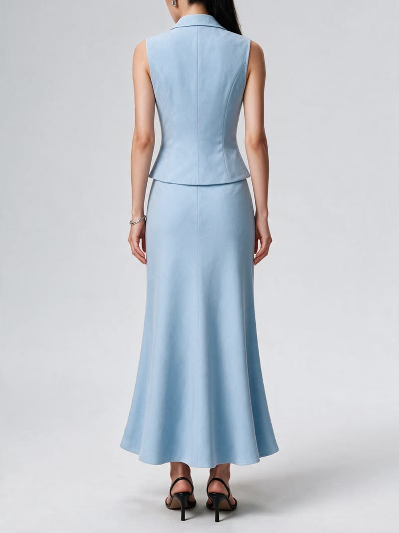 Valeria Collared Flared Co Ord Set - Glacier