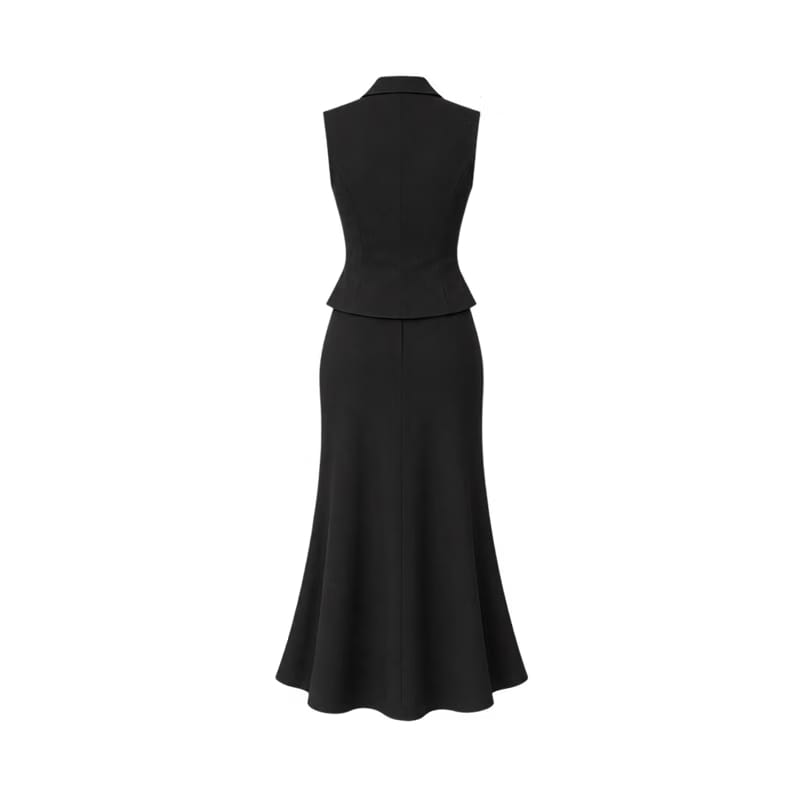 Valeria Collared Flared Co Ord Set - Obsidian