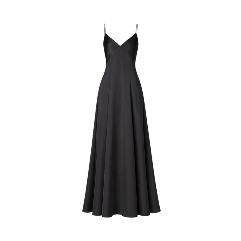 Valeria Cowl Satin Maxi Dress - Black