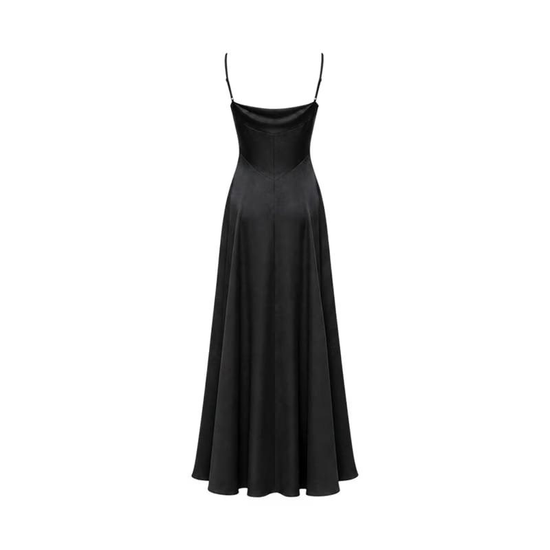 Valeria Cowl Satin Maxi Dress - Black