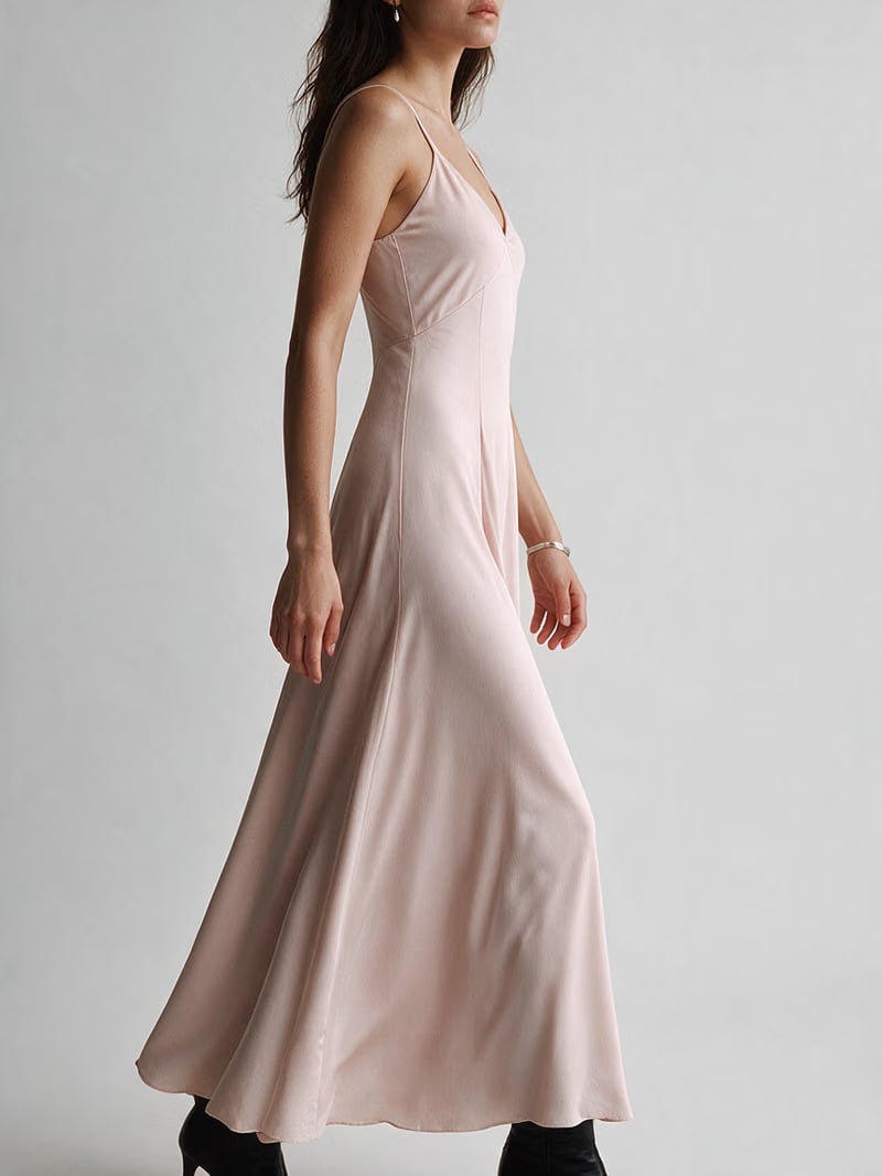 Valeria Cowl Satin Maxi Dress - Blush