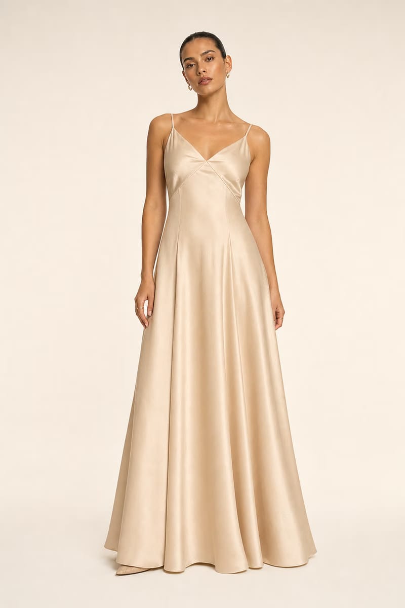 Valeria Cowl Satin Maxi Dress - Champagne