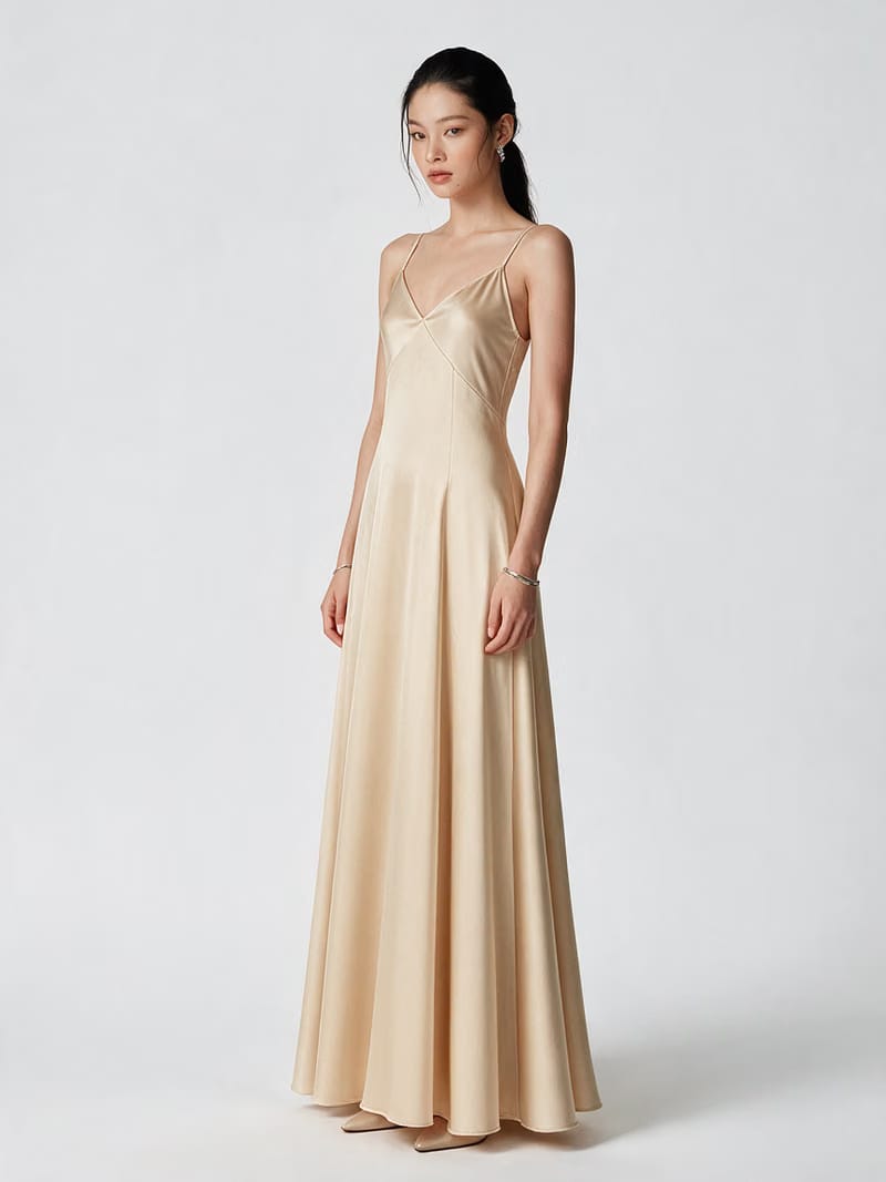Valeria Cowl Satin Maxi Dress - Champagne