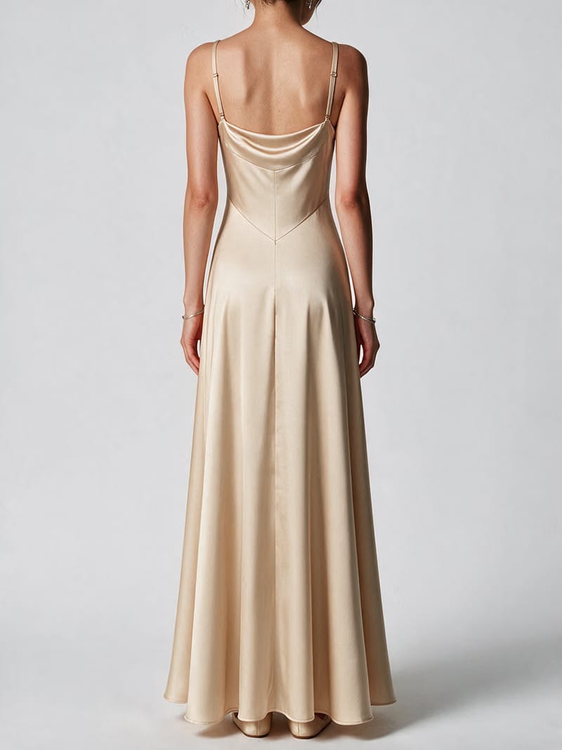 Valeria Cowl Satin Maxi Dress - Champagne