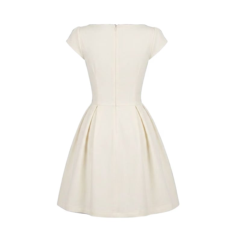 Valeria Éclipse Square Neck Dress - Ivory Pearl