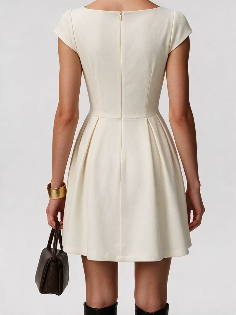 Valeria Éclipse Square Neck Dress - Ivory Pearl