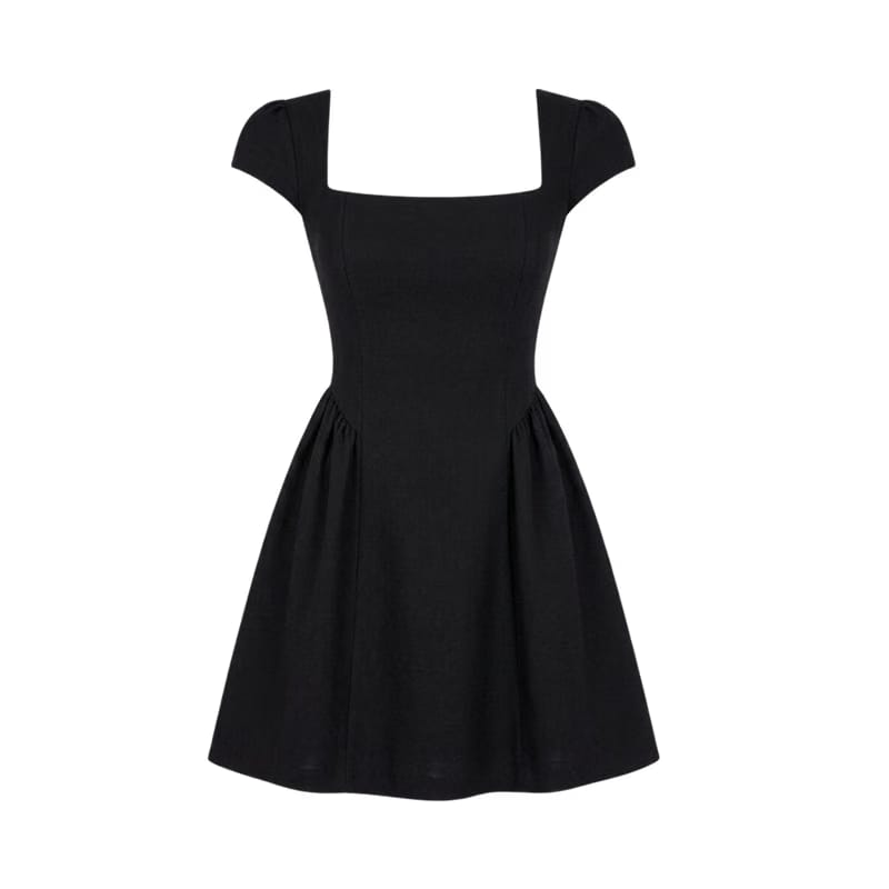 Valeria Éclipse Square Neck Dress - Midnight Noir