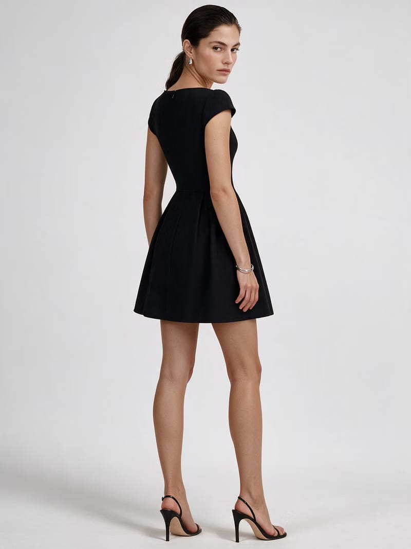Valeria Éclipse Square Neck Dress - Midnight Noir