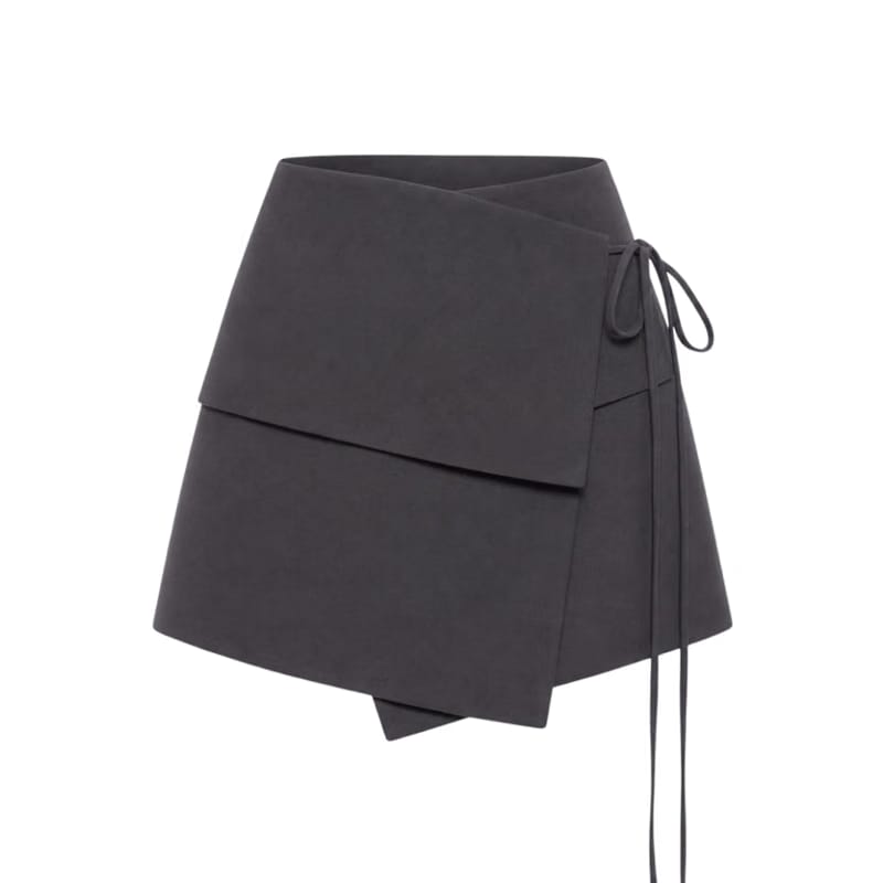 Valeria Foldover Wrap Mini Skirt - Grey