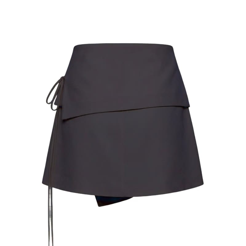 Valeria Foldover Wrap Mini Skirt - Grey