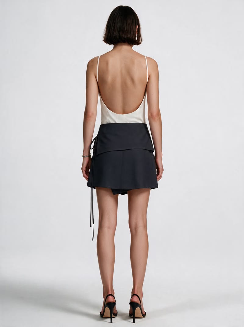 Valeria Foldover Wrap Mini Skirt - Grey