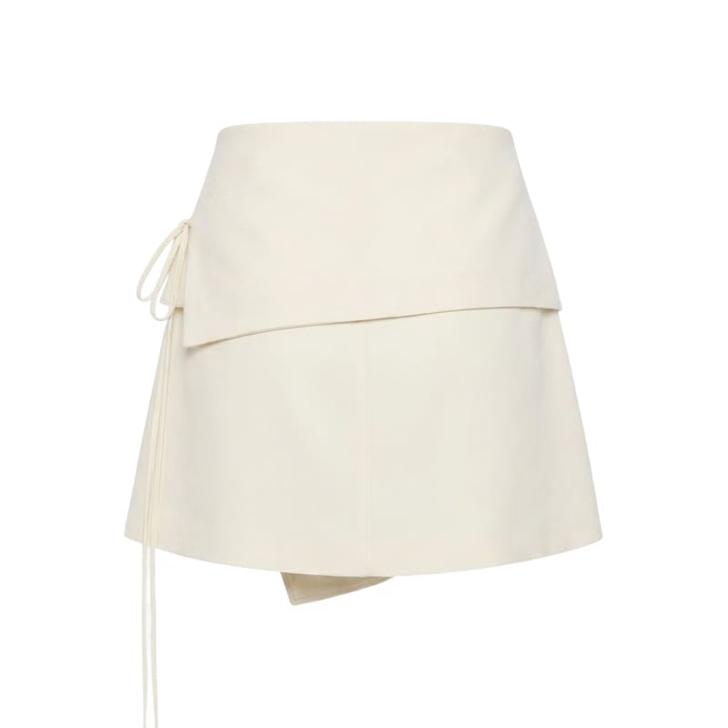 Valeria Foldover Wrap Mini Skirt - Ivory