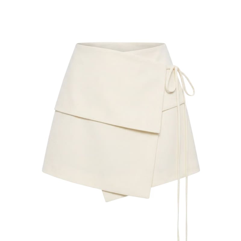 Valeria Foldover Wrap Mini Skirt - Ivory