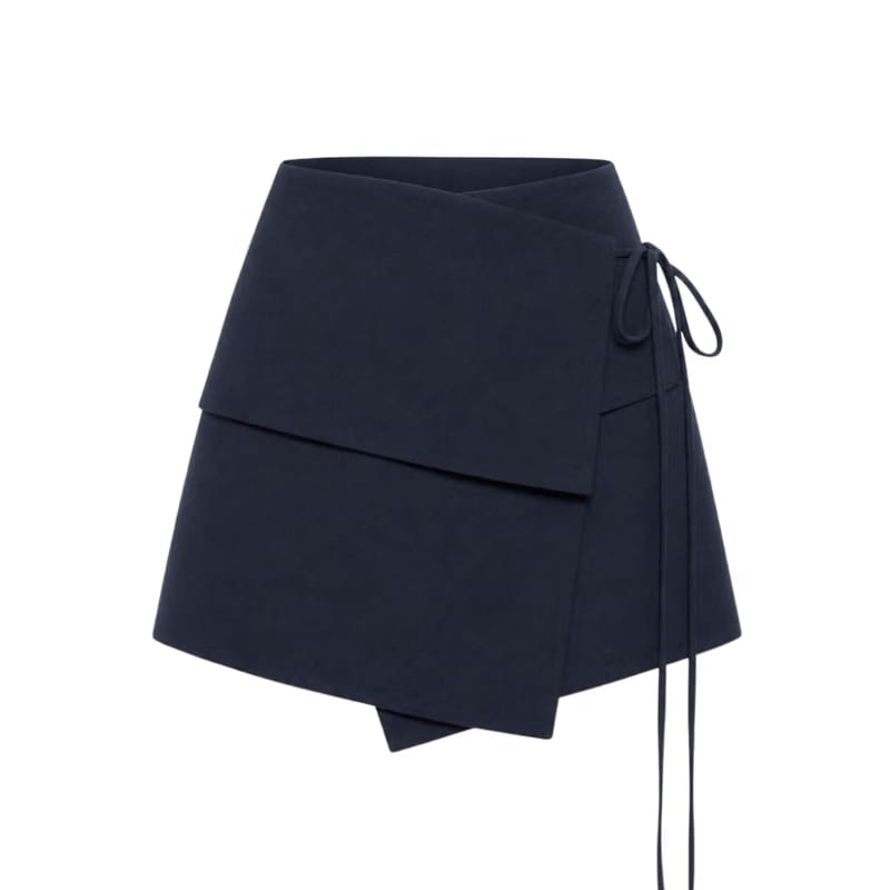 Valeria Foldover Wrap Mini Skirt - Navy