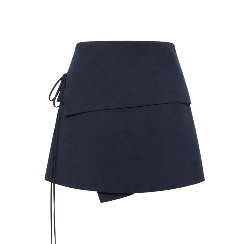 Valeria Foldover Wrap Mini Skirt - Navy