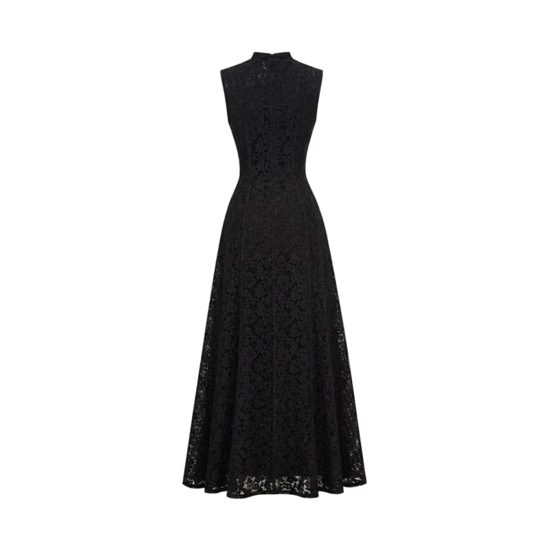 Valeria Lace Column Maxi Dress - Black