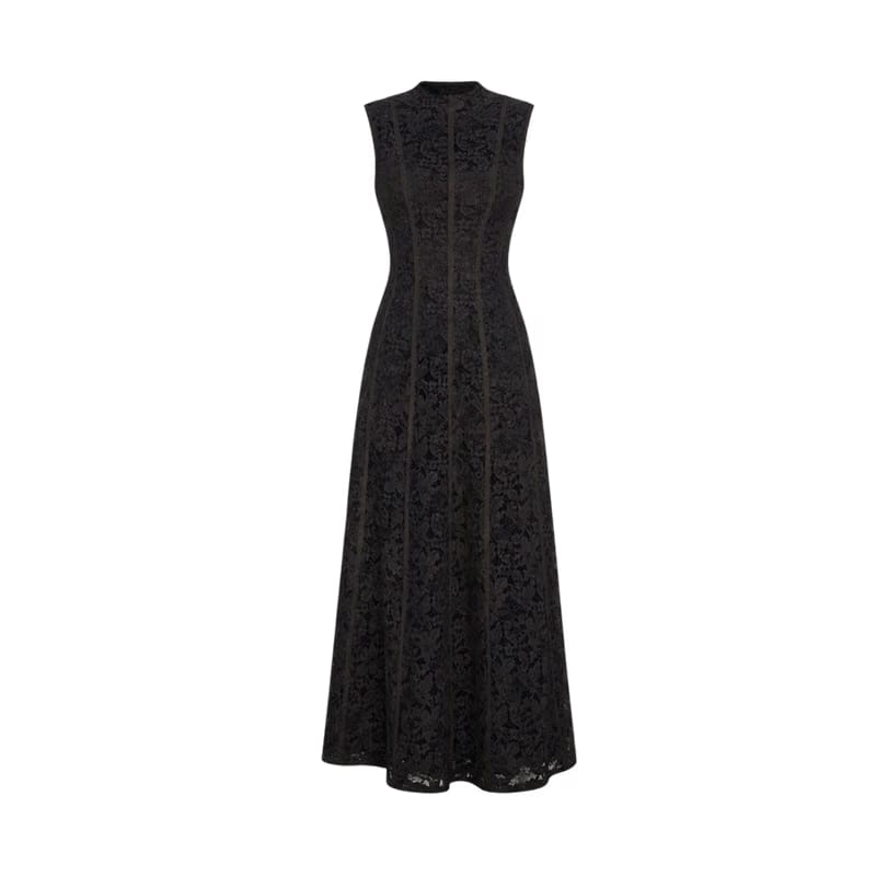 Valeria Lace Column Maxi Dress - Black