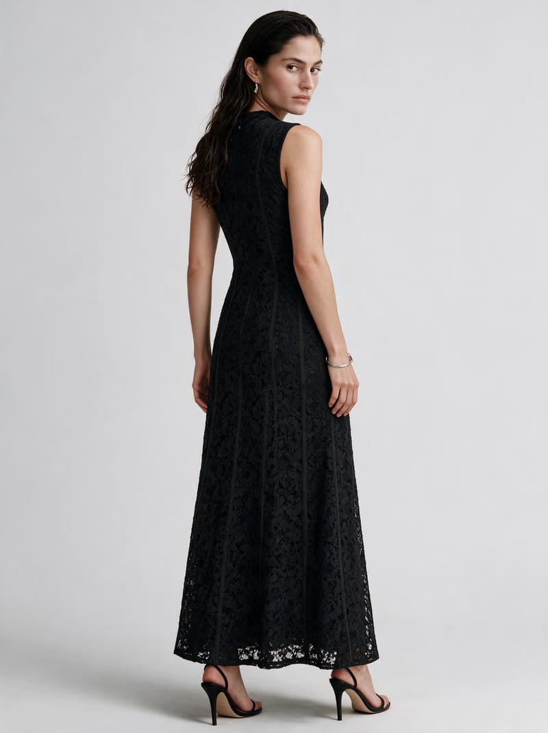 Valeria Lace Column Maxi Dress - Black