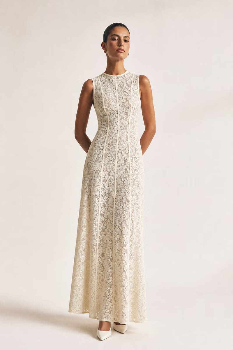 Valeria Lace Column Maxi Dress - Ivory
