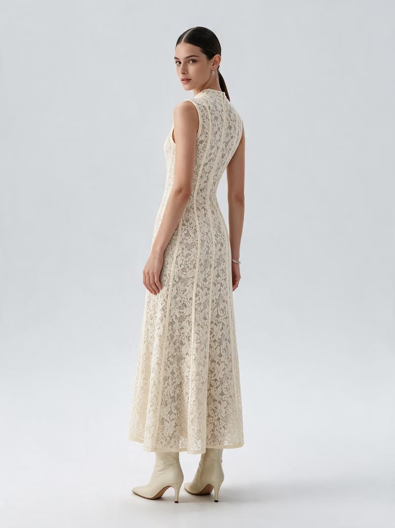 Valeria Lace Column Maxi Dress - Ivory