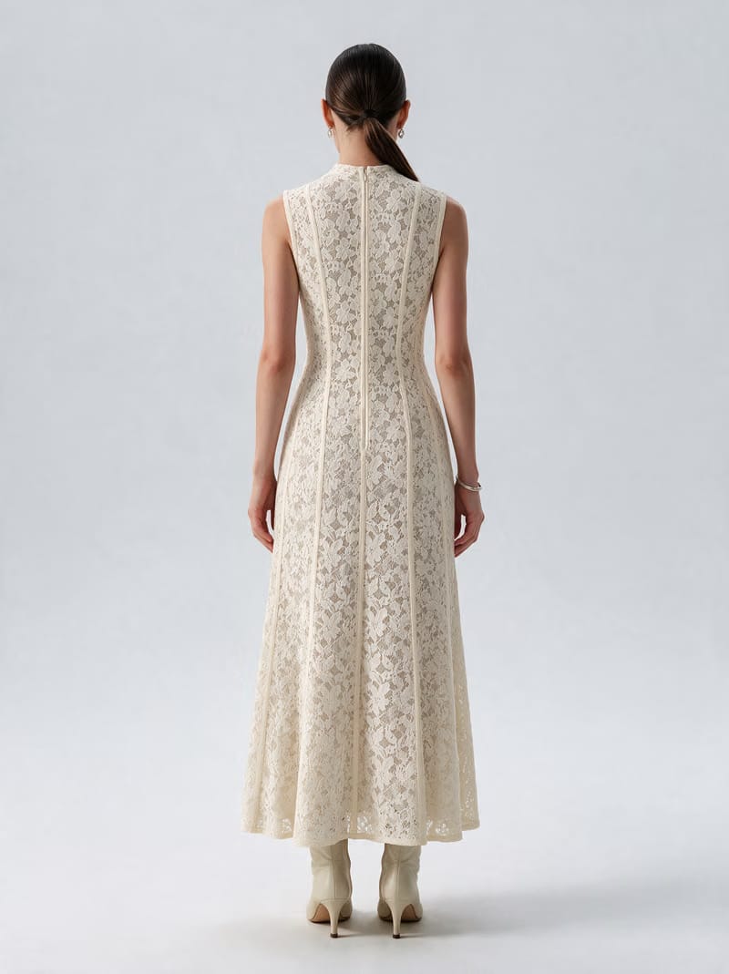 Valeria Lace Column Maxi Dress - Ivory