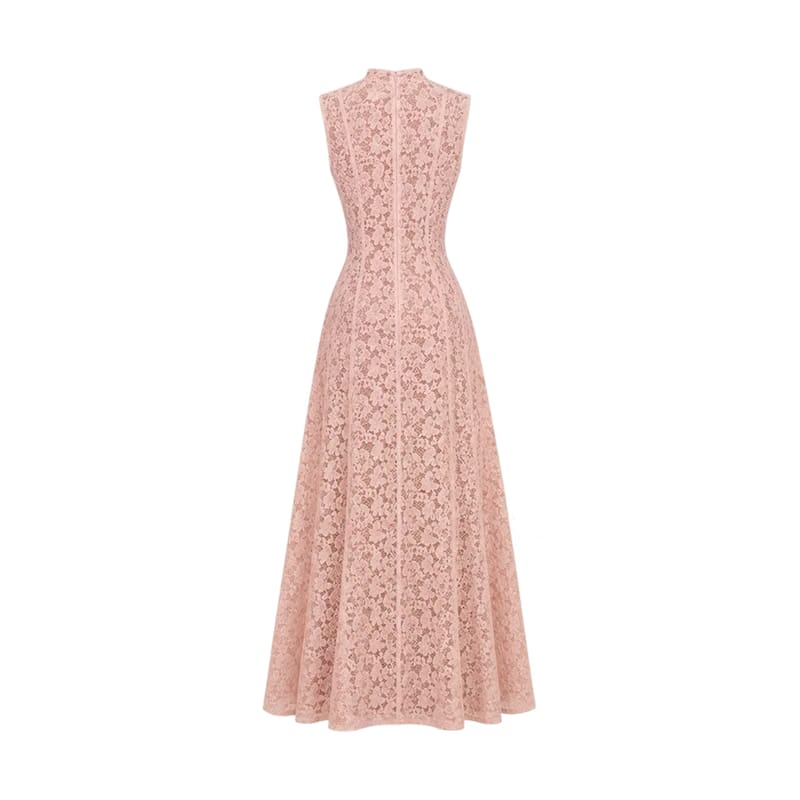 Valeria Lace Column Maxi Dress - Peach