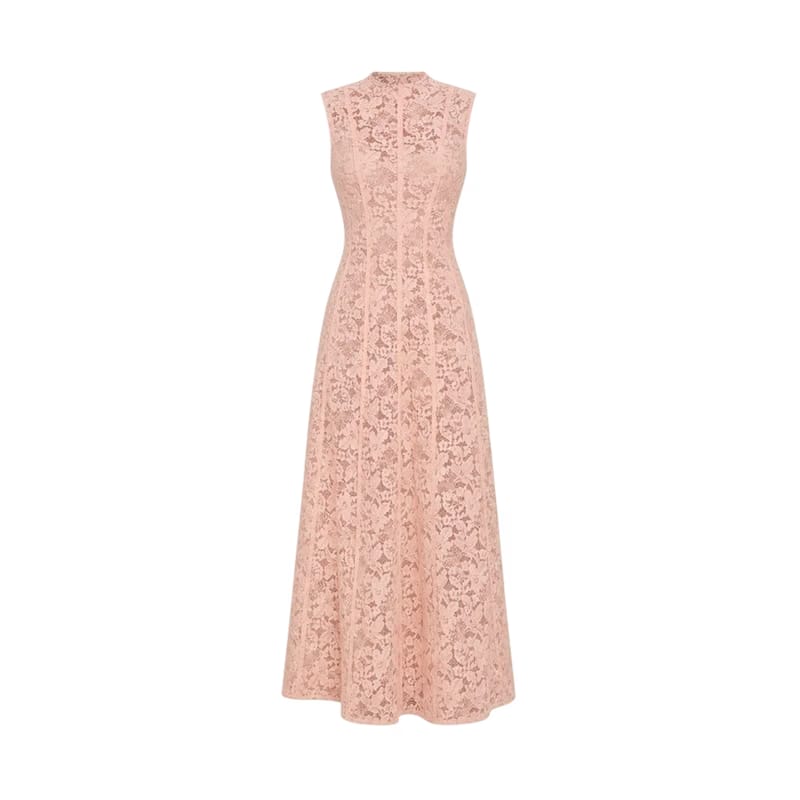 Valeria Lace Column Maxi Dress - Peach